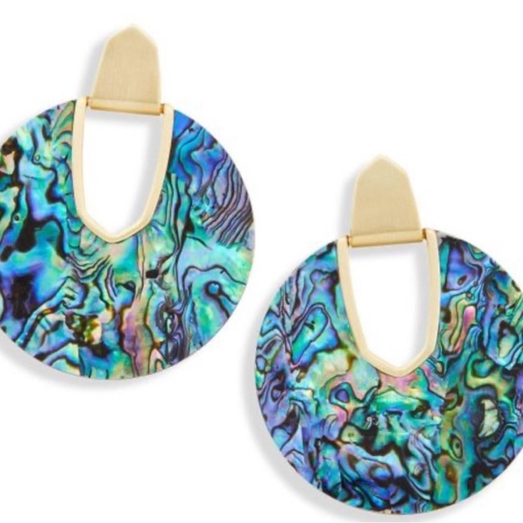 NWT Kendra Scott RARE & Retired Diane Earrings Abalone Yellow Gold STUNNING! - Picture 14 of 14